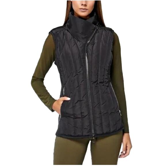 ANATOMIE Black Jocey Long Collar Puffy Vest Size Large Modern Minimalist - Picture 3 of 10